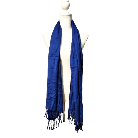 Royal Blue Soft Solid Plain Scarf - Picture 1 of 6